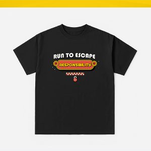 GOOD GLORISE T-Shirt Run to Escape Responsibility - Black